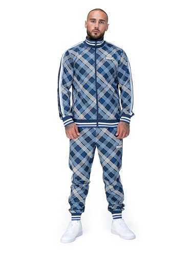 Survêtement Lonsdale homme ajusté bleu beige motif Canterburry en taille M
