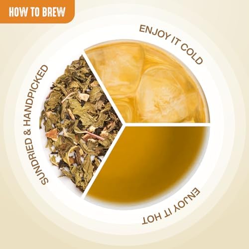 Image of Hindraj The Zesty Raja Orange Green Tea Loose Leaves 30 g Organic with Natural Citrus Notes Refreshing Ice Tea, Vitamin Rich, No Sugar, Light Fruit