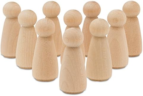 Wood Peg Dolls Unfinished 2 inch, Mom/Angel Shape, Pack of 100 Birch Wooden Peg People for Crafting, Miniature Figures, and Small World Play