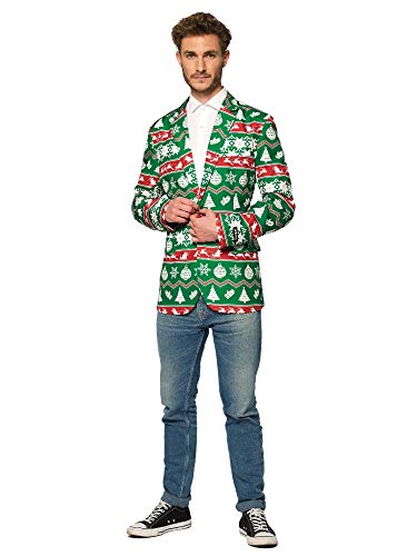 Suitmeister Weihnachtsjacke Für Herren im Verschiedene Drucke - Der Perfekte Xmas Kostüm Blazer - Christmas Green Nordic - Image 4