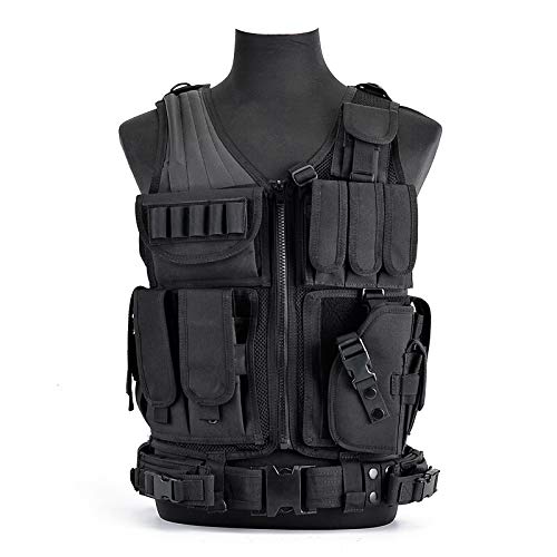 Moontie Tactical Vest, Multi-Pocket SWAT Army CS Hunting Vest Camping Hiking Accessories Outdoor Hunting Hiking Camping Equipment