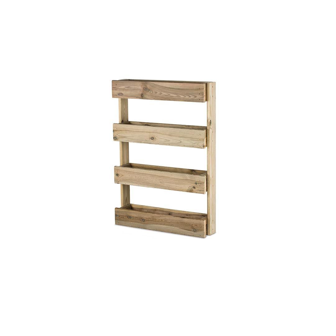 Hortalia Huerto Urbano - Jardín Vertical de Madera - Protección Autoclave Nivel IV - Stand Line (4 Bandejas, Pared)