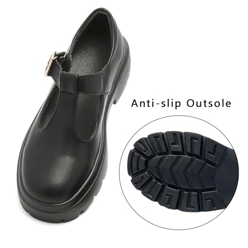 Ruiatoo Women Mary Jane Dress Shoes Platform Loafers Low Heel Chunky Pumps Round Toe Oxford Shoes3
