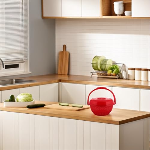 Cesta para almacenamiento multifuncional de plástico rojo calado 8