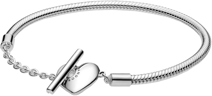 Pandora Moments Heart T-Bar Closure Snake Chain Bracelet - Compatible Moments Charms - Gift for Her Shine - With Gift Box - Image 2