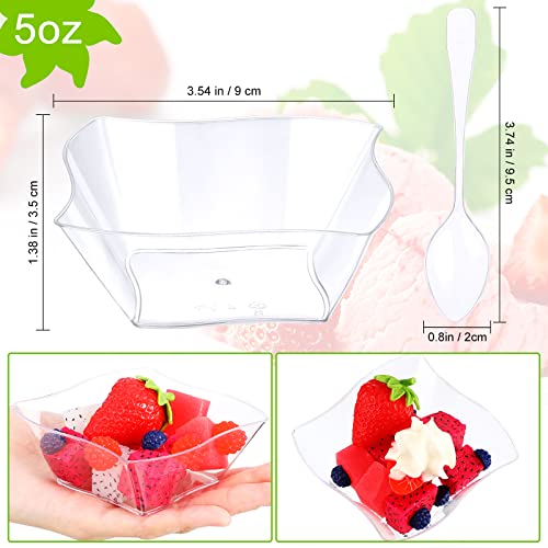 Suclain 200 Pack 5 Oz Clear Plastic Dessert Cups Parfait Appetizer Plates Bowls Clear Dessert Bowls Mini Clear Cups Wedding Appetizer Bowls With 200 Pack Spoons For Wedding Party #TOP1