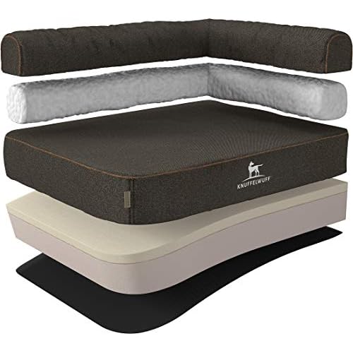 Knuffelwuff orthopädisches Eck Hundebett XXL Marlie Hundekorb Hundesofa Hundekissen Hundekörbchen orthopädisch waschbar 120 x 80cm Schwarz Lehne Rechts