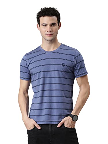 Image of F A S O Men's T-Shirt - Super Soft Combed Cotton Rich Fabric Sporty Striped Design Customized Comfort Fit