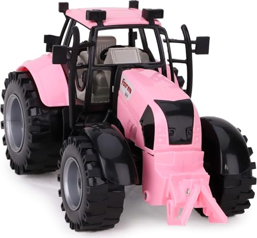 Toyland® 22cm x 12cm Reibung angetriebener Traktor mit öffnender Motorhaube (Rosa)