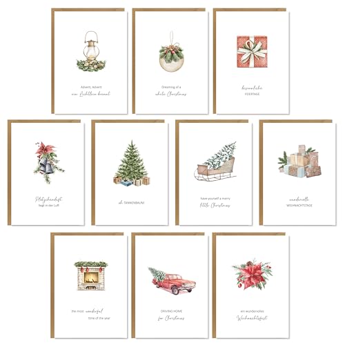 BIROYAL Conjunto de 10 cartões de Natal com envelope, cartões postais de Natal A6, divertidos cartões postais de Natal, cartões de felicitação de Natal