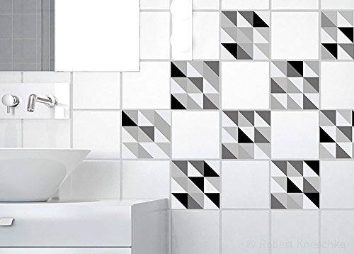 PLAGE 260118 9 Tiles Stickers - Scandinavian, Grey (10 x 10 cm) - Image 2