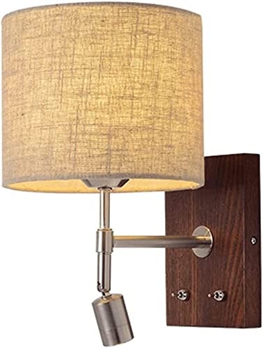 Aplique de pared de madera con pantalla de tela WQHPLMD y diseño minimalista de alta calidad