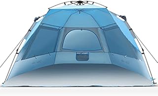 Glymnis L Pop Up Beach Tent Sun Shade Shelter for 3-4 Person, Easy Setup UPF 50+ Anti UV Tent, with 3 Ventilation Windows, Extended Floor Family Instant Beach Shade