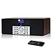 Produktbild LEMEGA MSY1 20 W Stereo-Lautsprecher mit DAB + & FM-Digitalradio, CD-Player, Bluetooth, USB, Aux, Uhr, Wecker und TFT-Display - Nussbaum