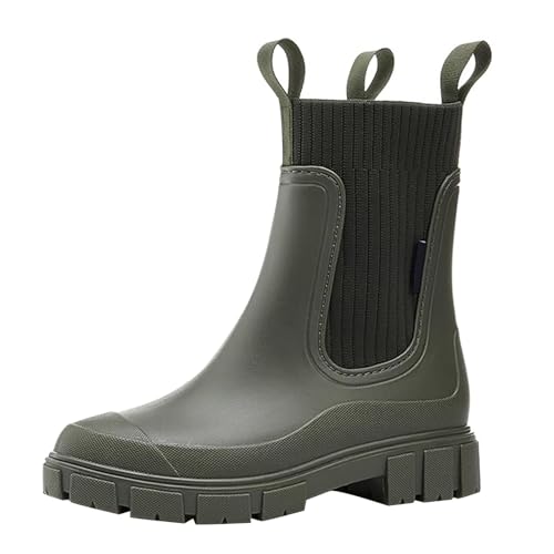 Botas De Agua Mujer Chelsea Botines Jardín Trabajo Wellington Boots Lluvia Botines De Goma Rain Boots Moda Flexible Y Antideslizante Marrón Gris Rojo Rosa Blanco