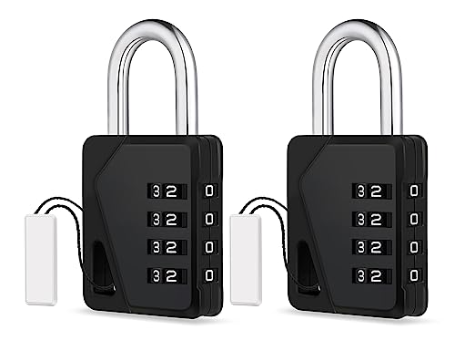 Image of ZHEGE Locker Locks with Code for School, Gym, Work (Black, 2 Pack) | Small Padlocks Combination with DIY Name Badges, Easy to Read & Big White Number