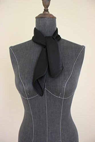 Silk Square Scarf Pure Color Head Scarf Blend Neckerchief (Black) #TOP3