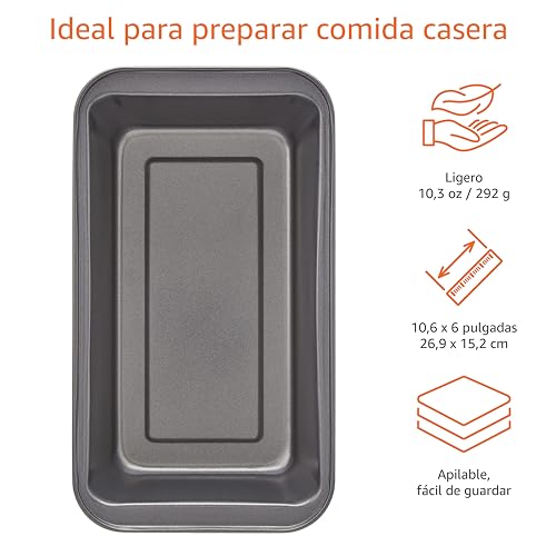 Molde rectangular para pan de 10,6 x 6 pulgadas, ideal para preparar comida casera.
