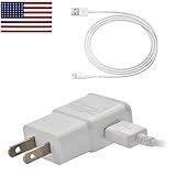 2 Amp Rapid Wall Charger & 8 Pin Data Cable for Apple iPhone 7 7 Plus 6 6 Plus 5 5S 5C, iPad 4 Air 1 Air 2 & iPad Mini 1 2 3 Bundle -Bulk Packaging- w allsales1955 Brand American Flag Sticker (White)