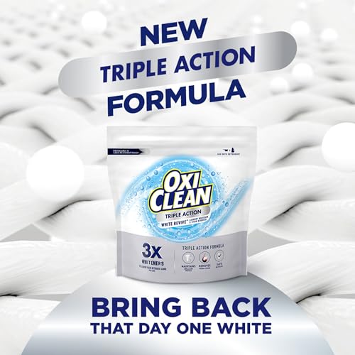 Image of OxiClean Triple Action White Revive Laundry Whitener Powder, 6.5 lbs | Use with Detergent, Whitens and Brightens Clothes, Removes Tough Stains, Color Safe, Chlorine Free