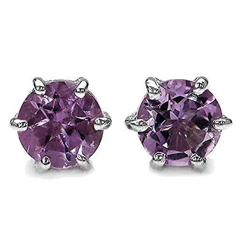 Argent massif 925 rhodié et améthyste précieuse boucles Classic6 BOAM188