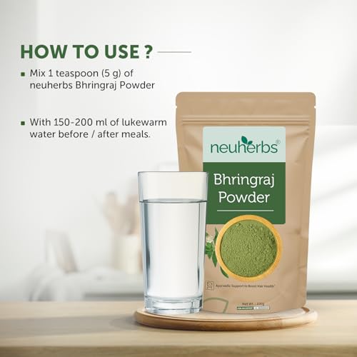 Image of Neuherbs Bhringraj Powder 100g | Ayurvedic Hair Mask for Hair Growth, Scalp Nourishment & Hair Care | 100% Pure & Natural Herbal Powder