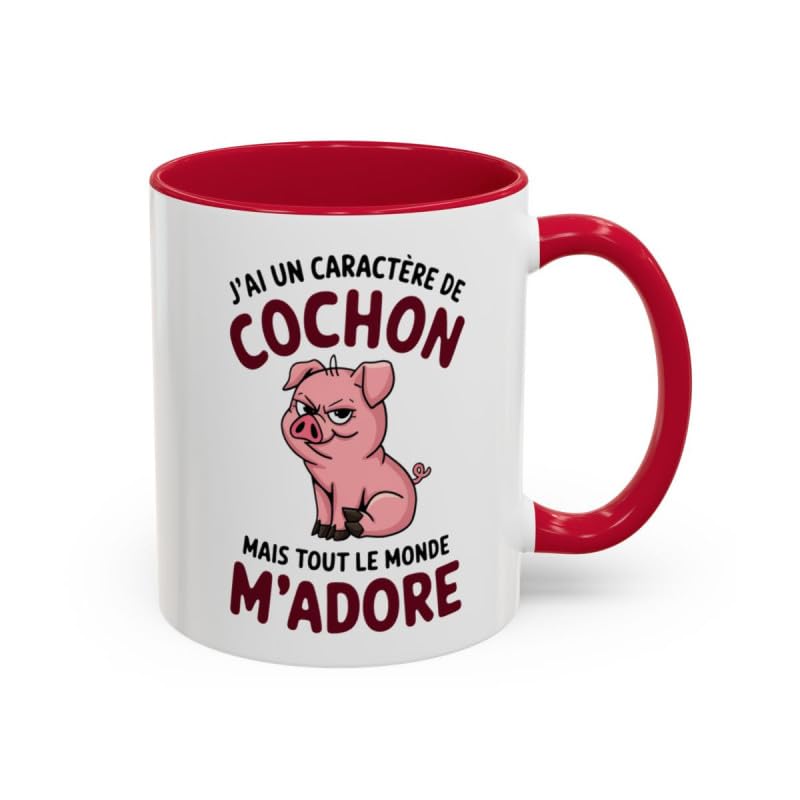 Teecustom Mug J’ai un caractère de cochon – Tasse Céramique Humour Animal – Cadeau Drôle Original – Micro-ondes & Lave-Vaisselle – 325 ml – Noir...
