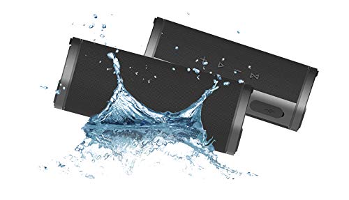 Hiditec | Pack de 2 Potentes Mini Altavoces Porttiles Negros Urban Rok L con Bluetooth + Jack | Inalmbricos y Autoamplificables para PC, Coche o Bao | True Wireless | Impermeables al Agua