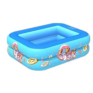 Opblaasbaar zwembad, 2-laags vierkante kinderen zomer blow-up peddelen zwembad, blauw 120cm, baby badpool,