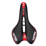 Foir Bike Saddle Mountain Bike Seat Breathable Comfortable Bicycle Seat with Central Relief Zone and Ergonomics Design Fit for Road Bike and Mountain Bike (red and Black)