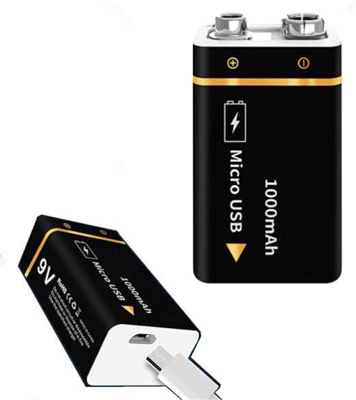 Image of Rechargeable 9V 1000mAh Constant Voltace Discharge Lithium Battery Micro USB Cable