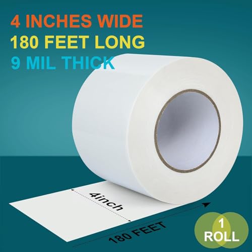 Image of Golden Fox Vapor Barrier Tape, 4 Pack 4'' x 180' Roll, 9 Mil White Polyethylene Moisture and Vapor Barrier Seam Tape for Crawl Spaces, Marine Use, Insulation Tape, Underlayment & More, Waterproofing