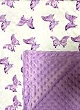 Baby Blanket for Girls Butterfly Pink Minky Super Soft Double Layer Receiving Blanket with Dotted Backing for Newborns Nursery Stroller Receiving Toddlers Crib Bedding 30x40Inch (Purple Butterflly)