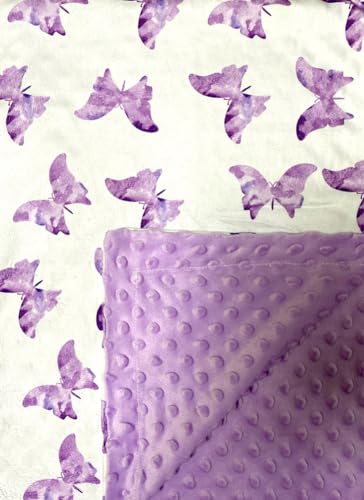 Image of Baby Blanket for Girls Butterfly Pink Minky Super Soft Double Layer Receiving Blanket with Dotted Backing for Newborns Nursery Stroller Receiving Toddlers Crib Bedding 30x40Inch (Purple Butterflly)