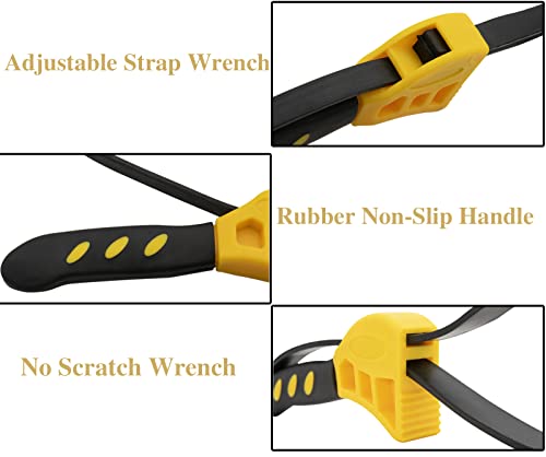 Vql 2Pcs Adjustable Oil Filter Wrench, Rubber Strap Wrench Set For Plumbers And Jar Opener Strap Wrench #TOP4