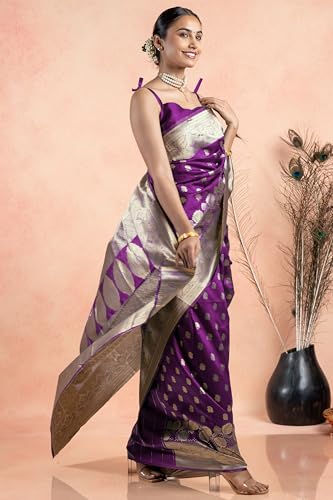 Image of Subham Women Saree Chandrakor Paithani Silk Cotton | Soft Daily Wear Golden Zari Sari with Unstitched Blouse