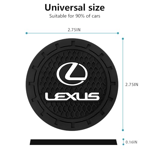 Image of Black Silicone Car Coasters for Lexus Series Series Non-Slip Car Cup Holder Coasters,Car Interior Accessory for Car Cup Holder 2.75IN 2Pack