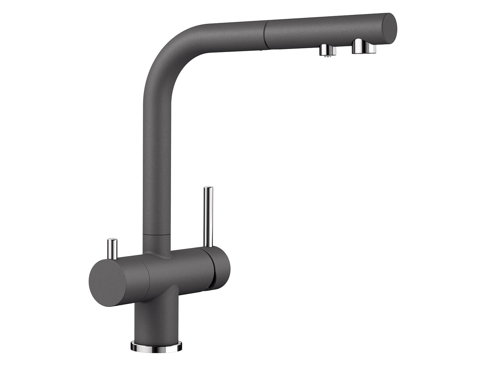 BLANCO FONTAS-S II Filter | Kitchen Mixer tap in Rock Grey | High-Pressure | with Pull-Out Hose | Non-Return Valve | Water-Saving | Separate Filter Required | [16.6x26.4x30.6 cm]