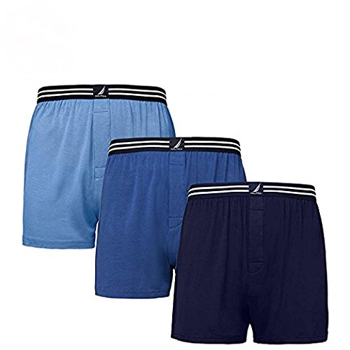 Nautica Mens 3-Pack Boxer Brief (Medium, Navy- Sky Blue- Dark Blue) #TOP2