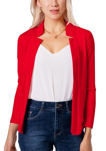 Women's Open Front Work Blazer Business Long Sleeve Jackets Solid Color Office Short Cardigans2
