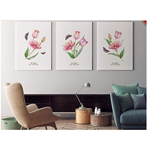 Fleurs fraîches art suspendu sur toile pour une ambiance zen et poétique 50x70