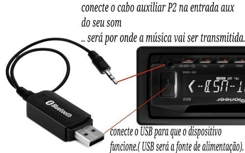 Receptor Bluetooth Adaptador P2 Audio Usb Carro Musica