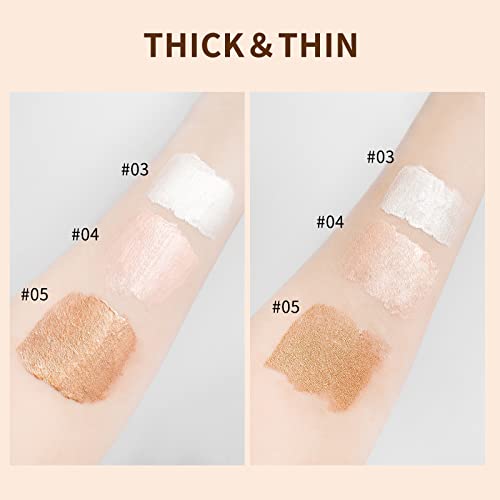 Highlighter With Face Brush Liquid Highlighter Luminizer With Shimmer Finish Long Lasting Smooth Lightweight Highlighter Smudge Proof, Natural-Looking Waterproof Face Illuminator#06 #TOP6