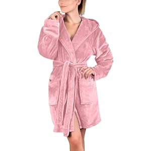 Keepink Peignoirs pour femmes UK Robes de bain moelleuses pour dames Peignoir en polaire douce avec capuche en flanelle Teddy Peignoir XXL en peluche douce et chaud Robe de chambre en peluche