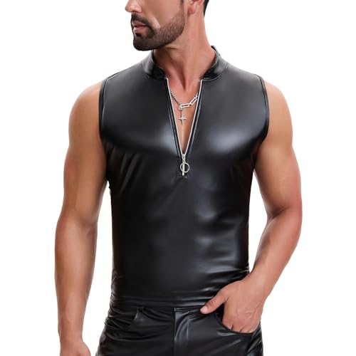 Gilet en cuir souple pour homme avec fermeture éclair moderne