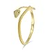 Bling Jewelry Serpent Emballage Style Égyptien Green Eye CZ Contourner Bracelet Jonc pour Les Femme Bras Plaqués Or 14K