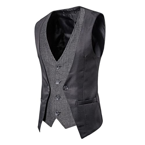 Mens Suit Dress Vest Formal Button Up Layered Vests Waistcoat Wedding Tweed Tuxedo Work Business Casual Dress Vests