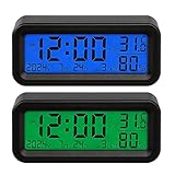 Wxeadu Mini Auto Uhr, Solar Digitale Auto-Uhr mit Automatische Hintergrundbeleuchtung, Selbstklebend Digitale Uhr Klein, 4 In 1 Auto Digital Clock, Temperaturanzeige, Feuchtigkeitsanzeige, Zeit,Datum