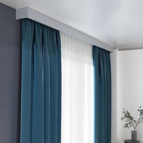 Riel doble de cortina con cenefa resistente 4 en 1 para techo, 122 cm 2
