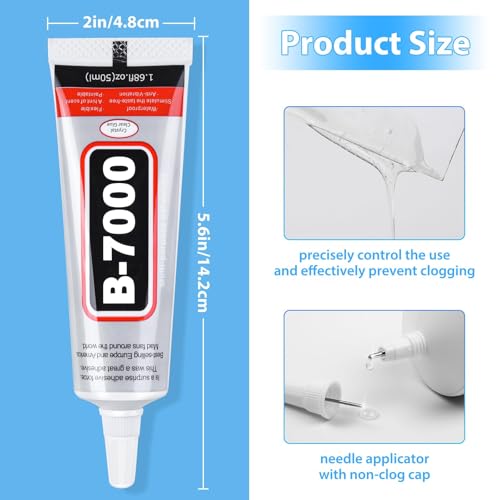 Image of Cruzix B-7000 Super Adhesive Glue, Industrial Strength B7000 Glues Paste for Rhinestones Crafts, Clothes Shoes, Fabric, Jewelry Making, Cell Phones, Tablet, Wood, Rubber, Leather (2x50 ml /1.68 oz)